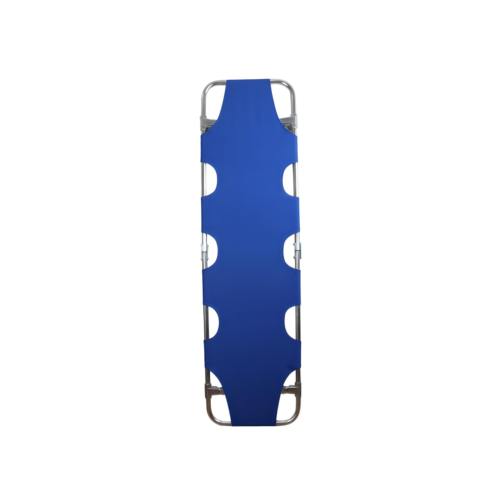 KARMA – Blue Colour Foldable Aluminium Stretcher | Wheels in the front | Handle in the end
