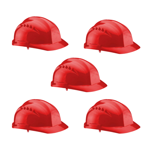 UDYOGI – Ultra Vent 7000 Series HDPE Plastic Safety Helmet (Red | Pack of 5)