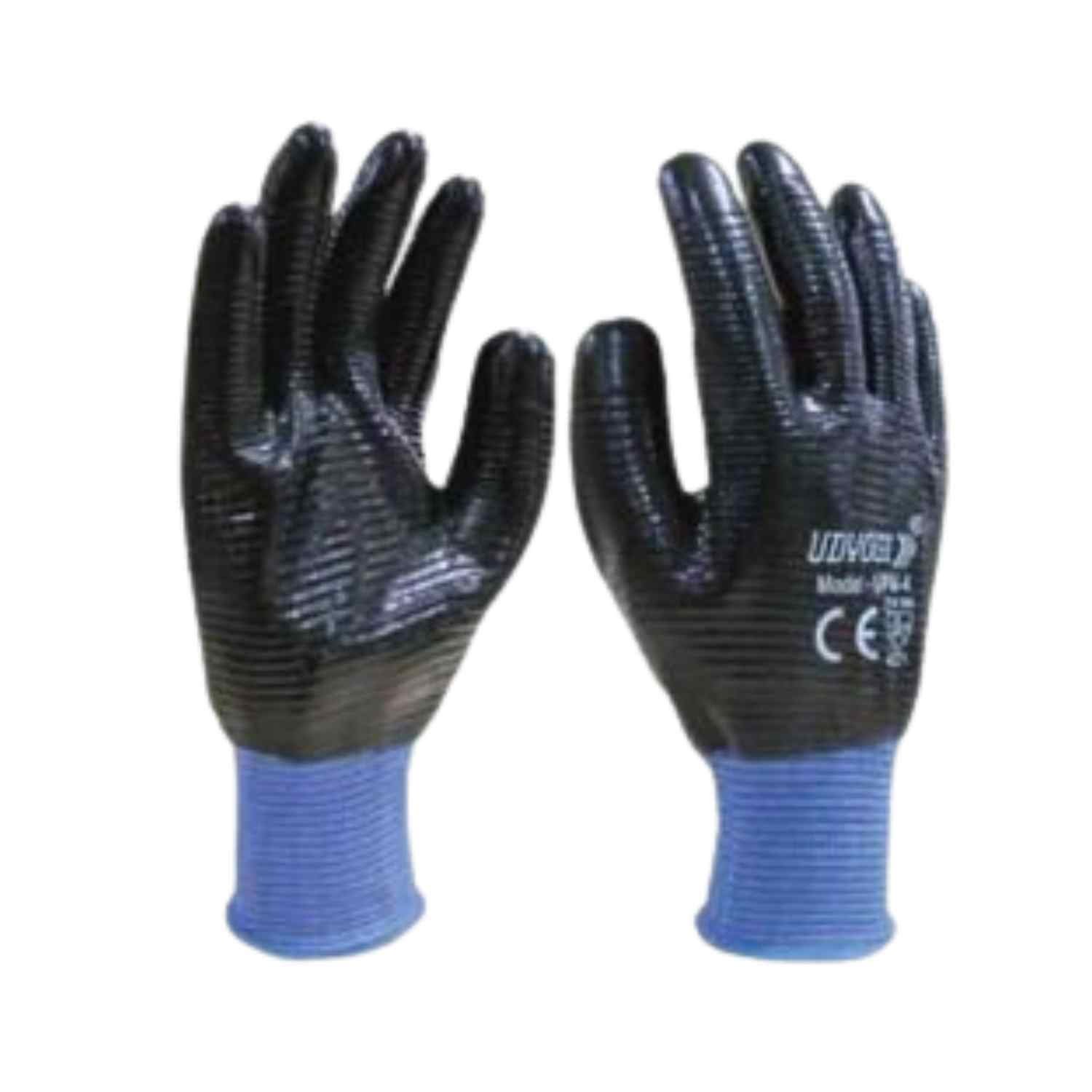 UDYOGI - UPN 4 | Nylon Lycra Liner | Full Heavy Nitrile Coated Safety Gloves