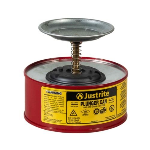 JUSTRITE – 10108 | 1 Quart Steel Plunger Dispensing Can | Red