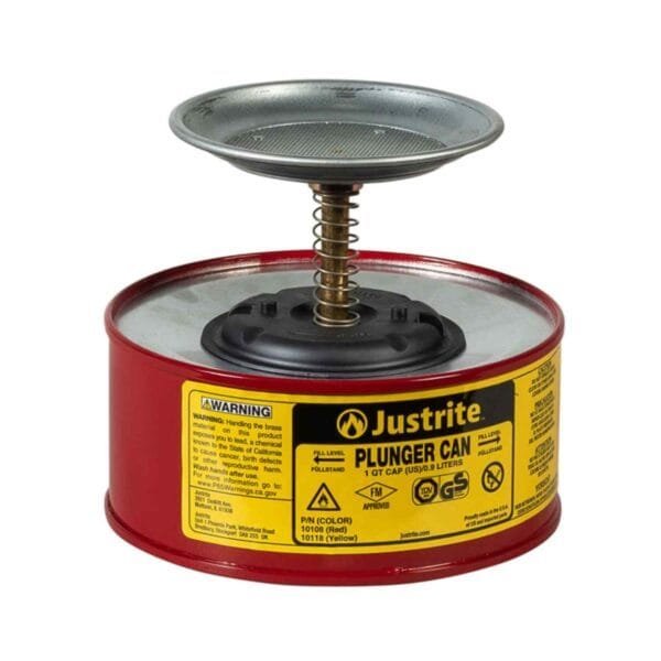 JUSTRITE - 10108 | 1 Quart Steel Plunger Dispensing Can | Red