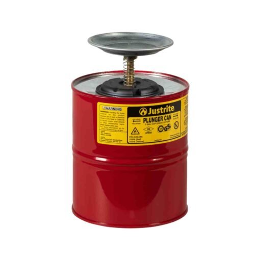 JUSTRITE – 10308 | 1 Gallon Steel Plunger Dispensing Can | Red