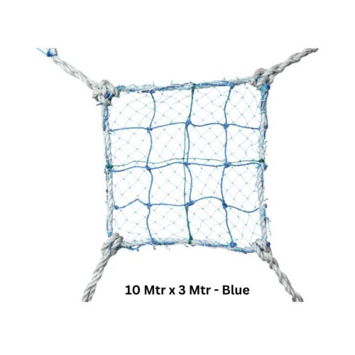 GARWARE – Safety Net-PP- Mesh | Size – 100mm with Overlay Debris Net | Size – 10 Mtr X 3 Mtr | Blue