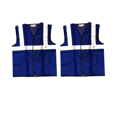 KTAUTOMATION – High Visibility Safety Jacket Blue 1 Reflective Tape for Construction Workers | Traffic Police and Others Working Services Lightweight Construction Jacket (Pack of 2)