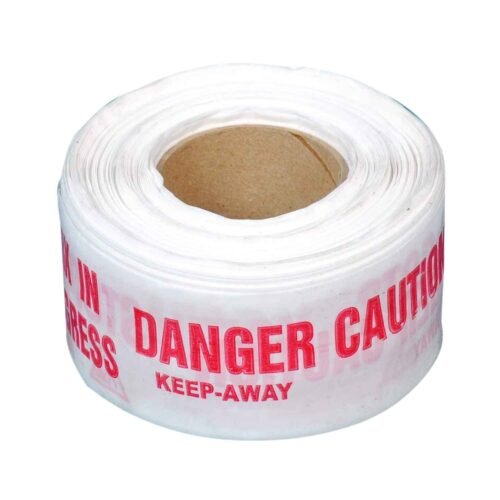KTAUTOMATION – 3-Inch x 250 m Caution Danger Text Barricade Tape (White and Red)