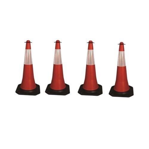 KTAUTOMATION – Road Traffic Cone 750MM Pack of 4 Safety Cones With 4 Rings Traffic Safety Cone Road Safety Cone With Reflective Strip Collar For Parking | Mall | Company| Hospital Etc
