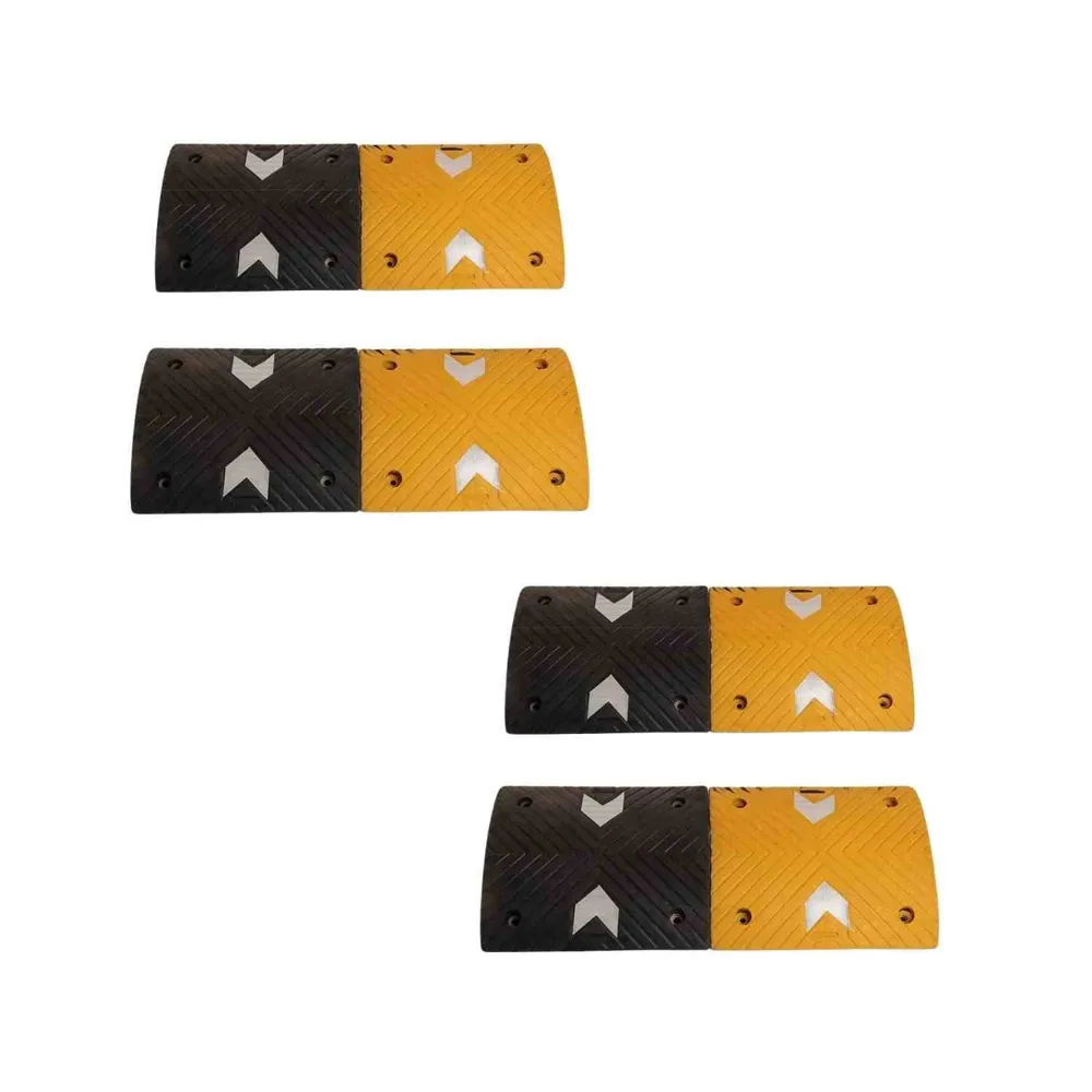 KUNPLAST - Pack Of 4 Mtr | Rubber Road Speed Breaker With Heavy Duty Load Capacity | 50MM (4 Yellow - 4 Black)