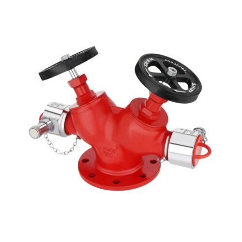 ARMORFIRE – Heavy Duty 63mm Double Headed Fire Hydrant Landing Valve | IS-5290 | Type B | ISI Marked With ABS Blank Cap And Chain