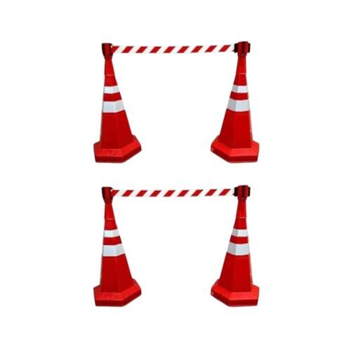 NILKAMAL – 750mm Red Road Traffic Safety Cone Set With Retractable Tape Head | 4 Pcs