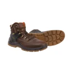 Jama Brown Leather Safety Shoes, Low & High Ankle (Reno, Rock Island, Aspen, JB 048) Aspen, crazy horse brown, high ankle