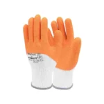 Karam Coated Work Gloves, Latex, PU and Nitrile (Pack of 12 Pairs) HS11, orange crinkle latex