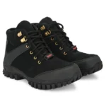 Kavacha Suede Leather Steel Toe Safety Shoes (S206, S207, S275, S75, S82, S83, R501 to R503) S82, black, high ankle, rubber sole