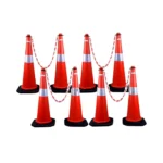 KT Automation Traffic Cone 750 mm and 1000 mm, Packs with Chain 750 mm 8 cones + 8 m chain
