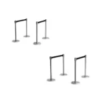 Kunplast Queue Manager Stanchion (Retractable Strap or Golden Velvet Rope) Steel post, black 2.25 m strap 8 poles, 4 straps