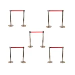 Kunplast Queue Manager Stanchion (Retractable Strap or Golden Velvet Rope) Steel post, red 2.25 m strap 10 poles, 5 straps