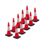 Kunplast 750 mm Traffic Cone with Rubber Base (Chain or Hook Sets of 4 to 10) PVC parking cone with hooks 10 cones