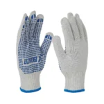 Udyogi Cotton Knitted PVC Dotted Gloves (PDSBB60, PDDBB60, PDSWB70) PDSWB70, white, 70 g