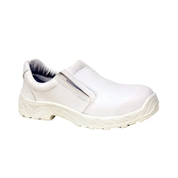 Zain Slip-On Safety Shoes, White & Black (ZM-39, ZM-38, ZM-08, Boston)